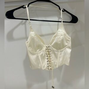 Oh Polly Cream Lace-Up Bustier Top